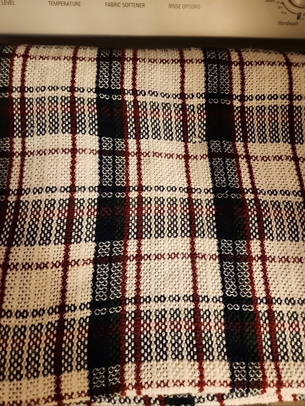 Cannon Plaid Knit Throw Blanket in Cream, Black & Burgundy